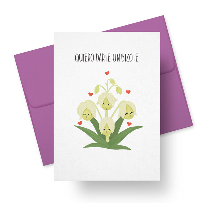 Quiero Darte Un Bizote - Izote Flower Pun Greeting Card for Love & Laughter