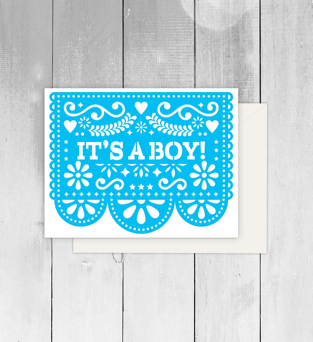 It's A Boy Papel Picado Spanish Greeting Card