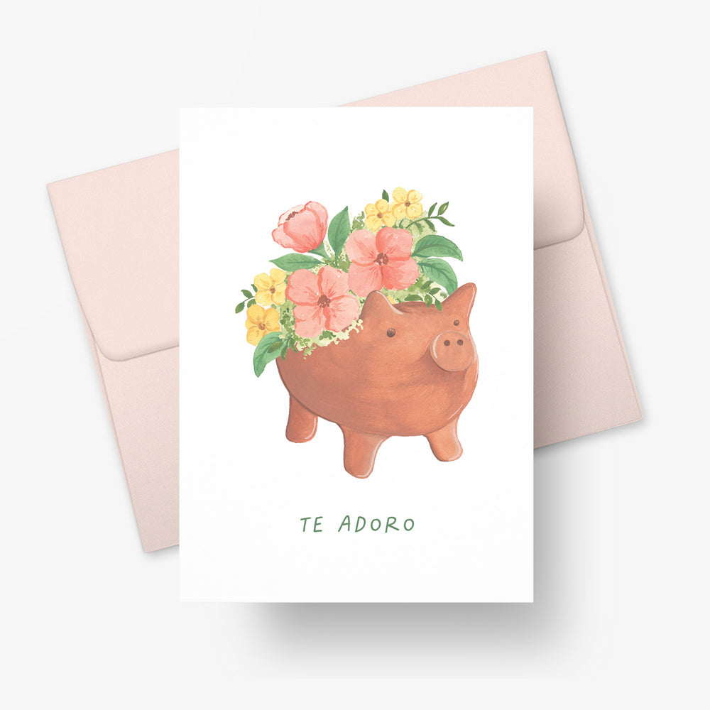 Marranito Te Adoro - Valentine's Day Card, Spanish Card